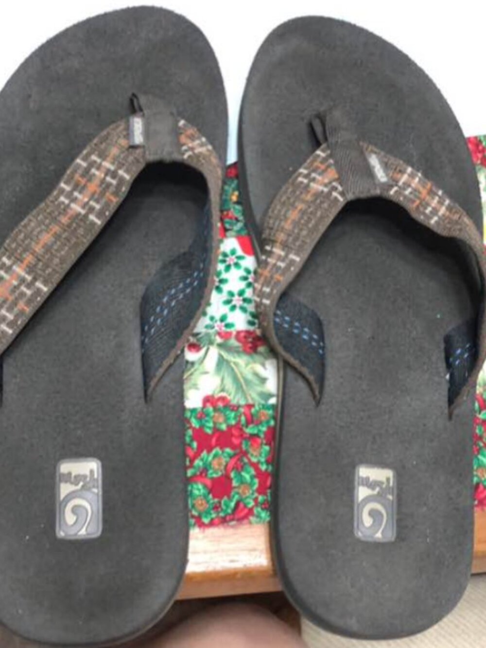 Teva Men's Mush Tartan Brown Flip Flop Size 11